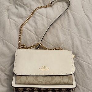 Coach Cream and Gold Crossbody Bag